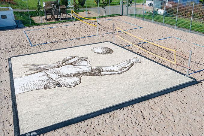 Beach volleyball court motive